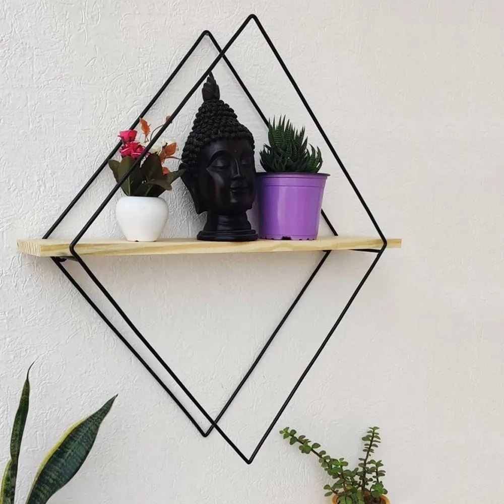 Grista Diamond Decorative Metal Wall Shelf (Set of 2)