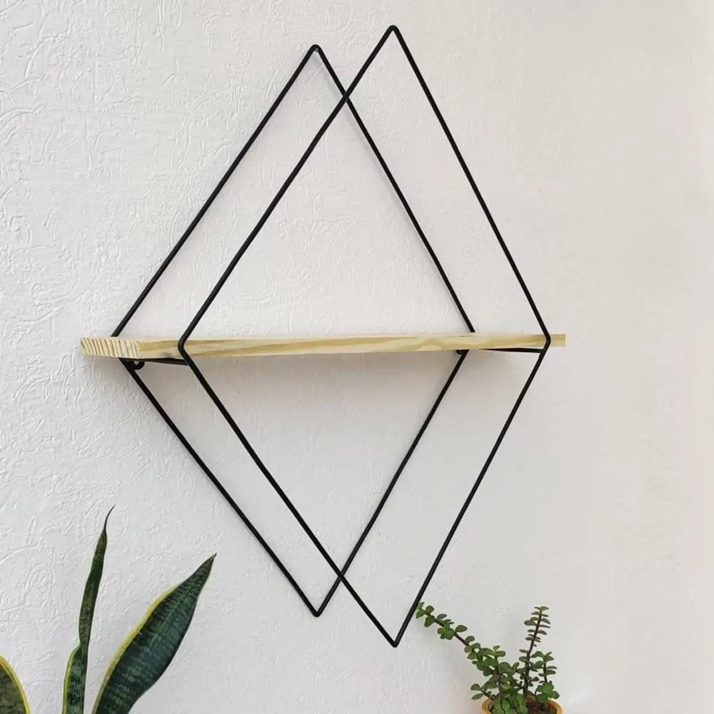 Grista Diamond Decorative Metal Wall Shelf (Set of 2)