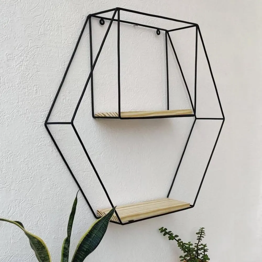 Grista Hex Decorative Metal Wall Shelf