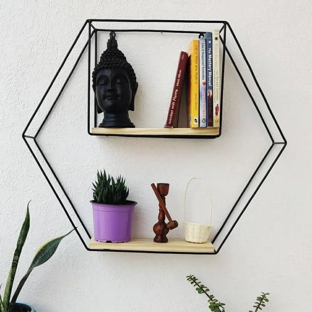 Grista Hex Decorative Metal Wall Shelf