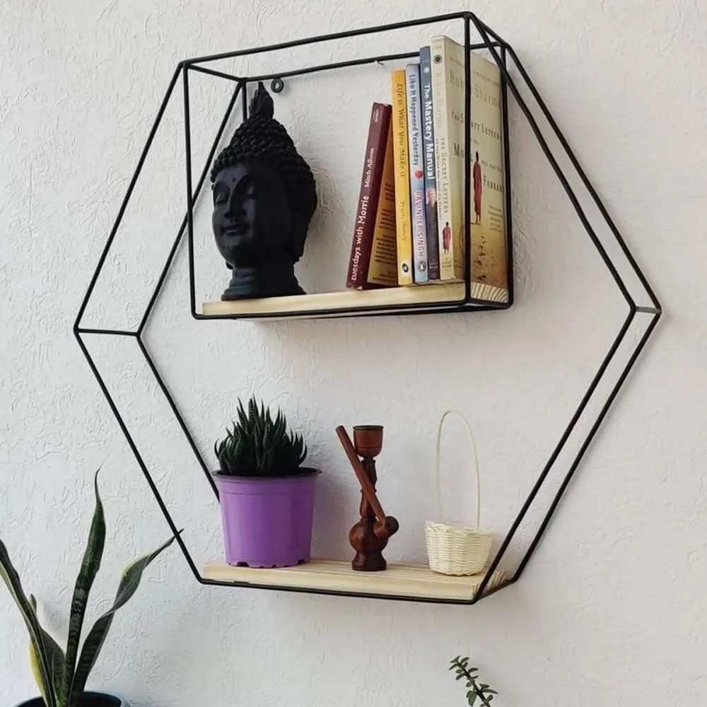 Grista Hex Decorative Metal Wall Shelf