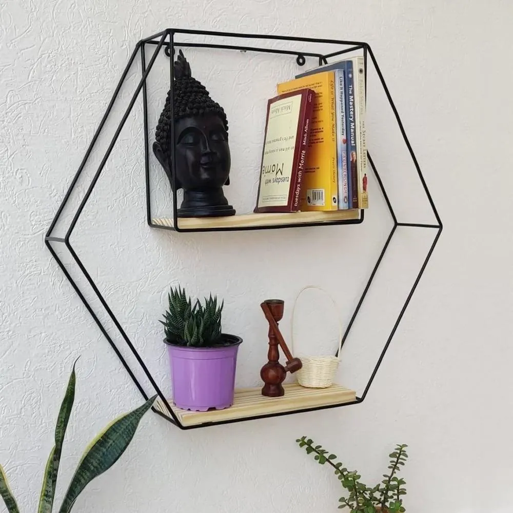 Grista Hex Decorative Metal Wall Shelf