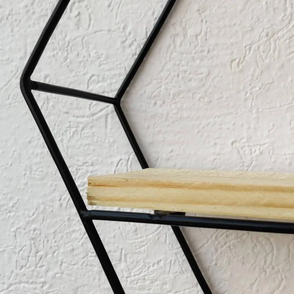 Grista Hexagonal Decorative Metal Wall Shelf