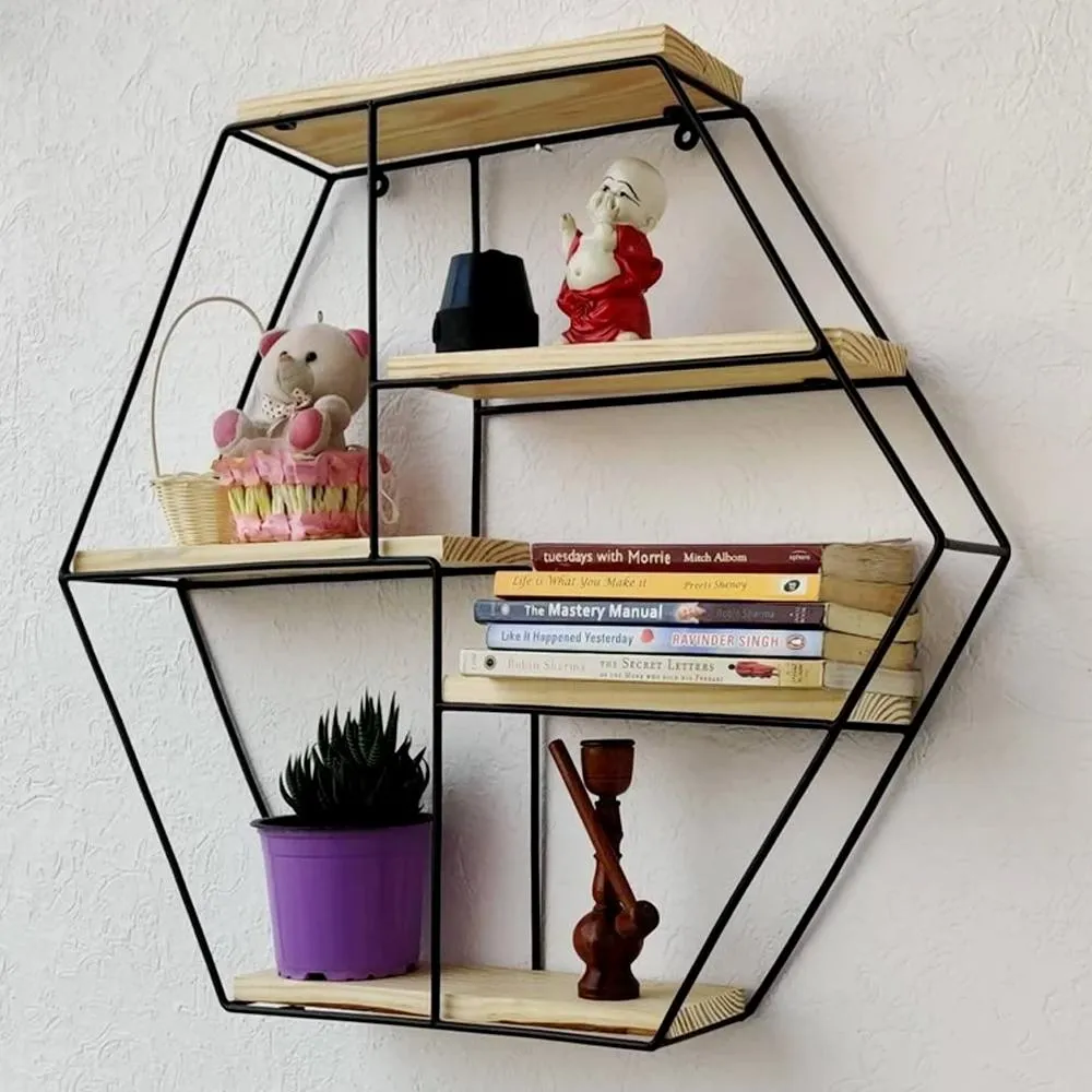 Grista Hexim Decorative Metal Wall Shelf