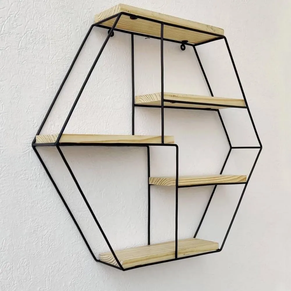 Grista Hexim Decorative Metal Wall Shelf
