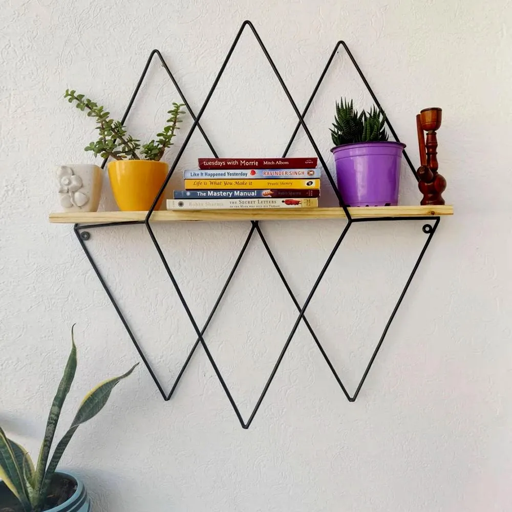 Grista Rombus Decorative Metal Wall Shelf