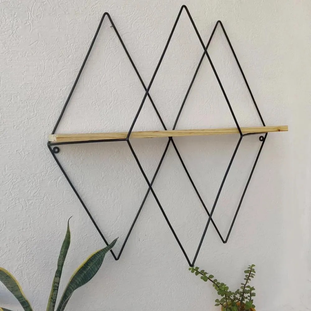 Grista Rombus Decorative Metal Wall Shelf