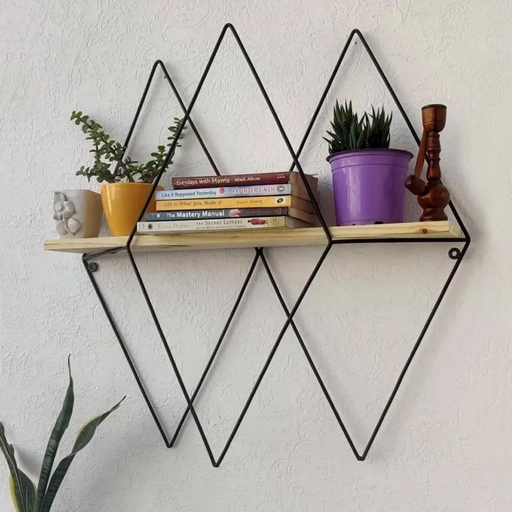 Grista Rombus Decorative Metal Wall Shelf