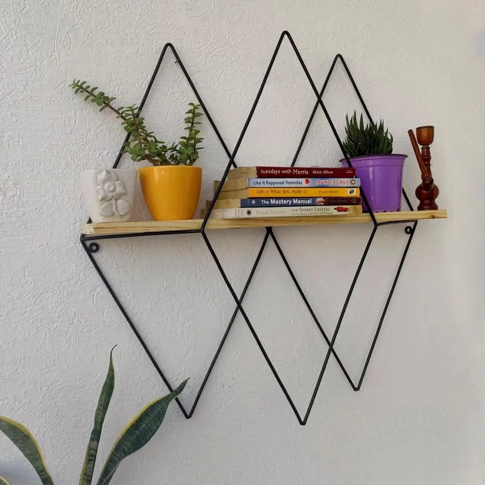 Grista Rombus Decorative Metal Wall Shelf