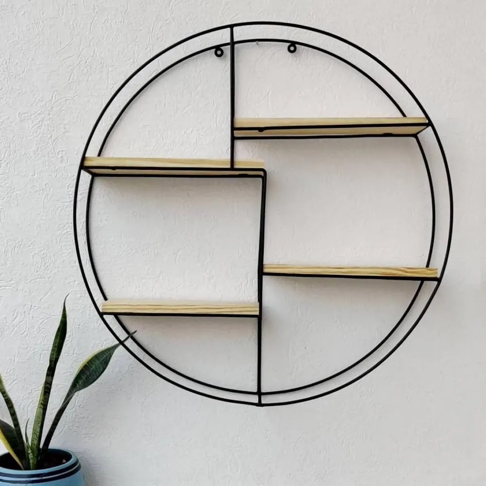 Grista Round Decorative Metal Wall Shelf