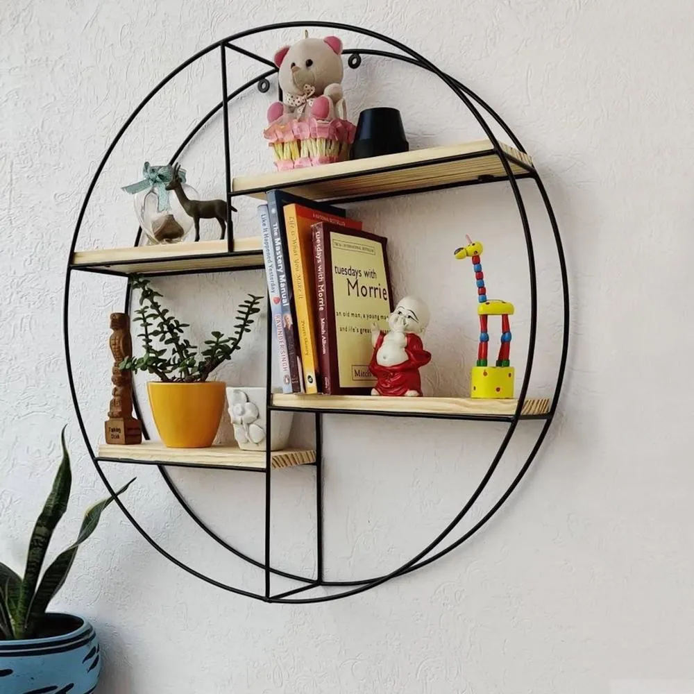 Grista Round Decorative Metal Wall Shelf