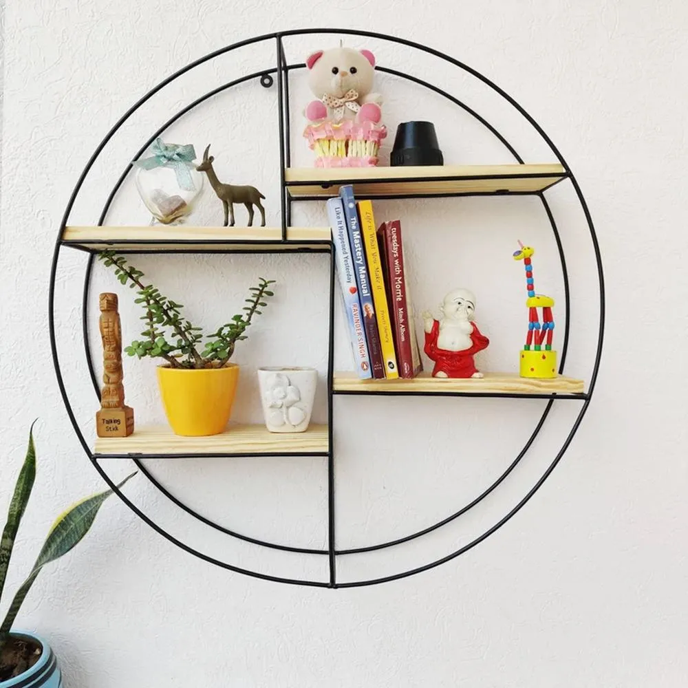 Grista Round Decorative Metal Wall Shelf