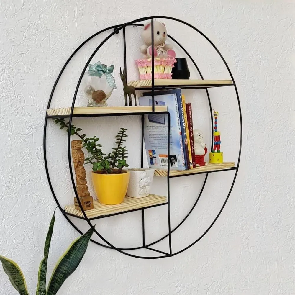 Grista Round Decorative Metal Wall Shelf