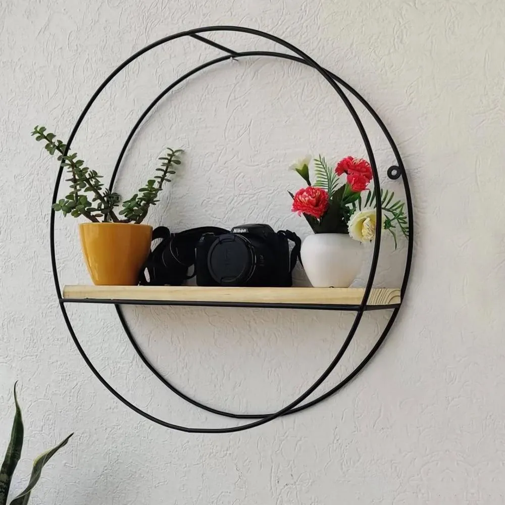 Grista Round single tier Decorative Metal Wall Shelf