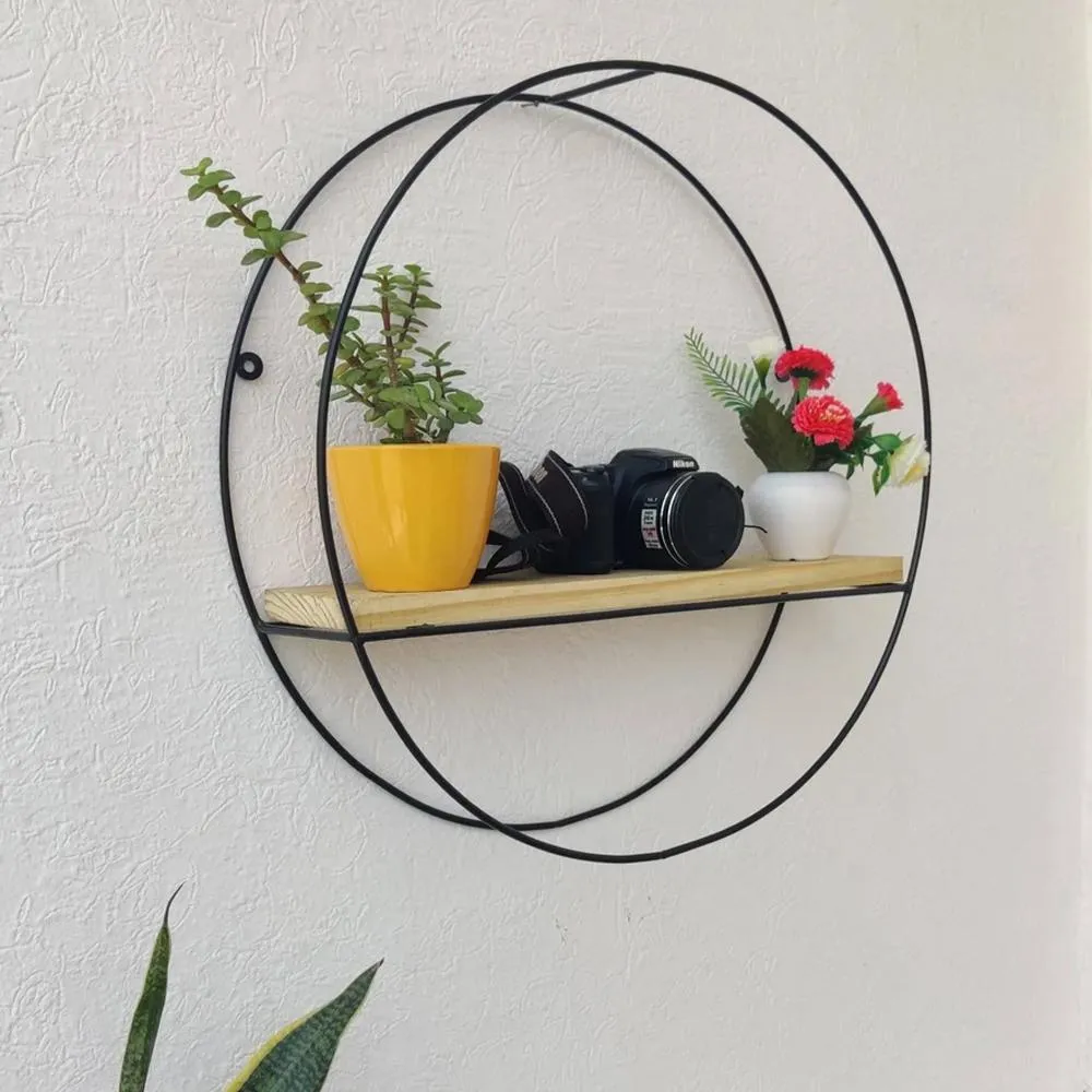 Grista Round single tier Decorative Metal Wall Shelf