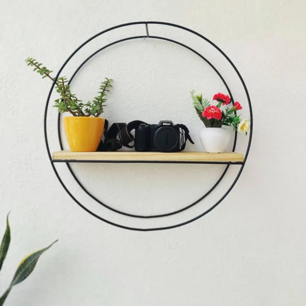 Grista Round single tier Decorative Metal Wall Shelf