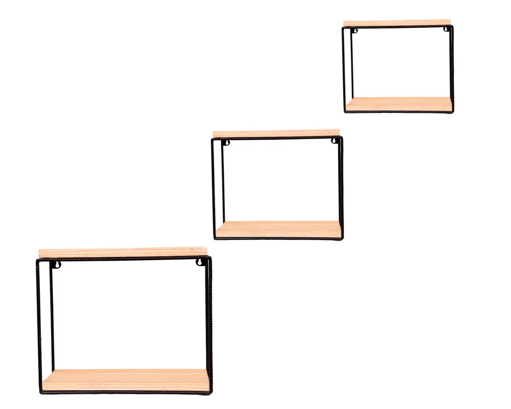 Grista Square Decorative Metal Wall Shelf (Set of 3)