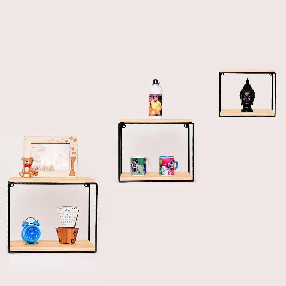 Grista Square Decorative Metal Wall Shelf (Set of 3)