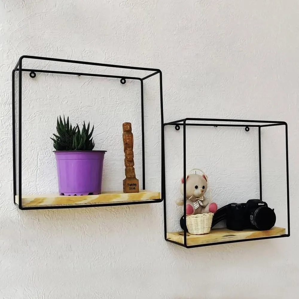 Grista Square single tier Decorative Metal Wall Shelf