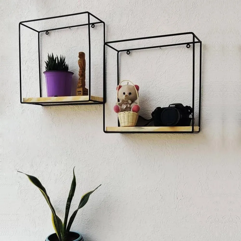 Grista Square single tier Decorative Metal Wall Shelf
