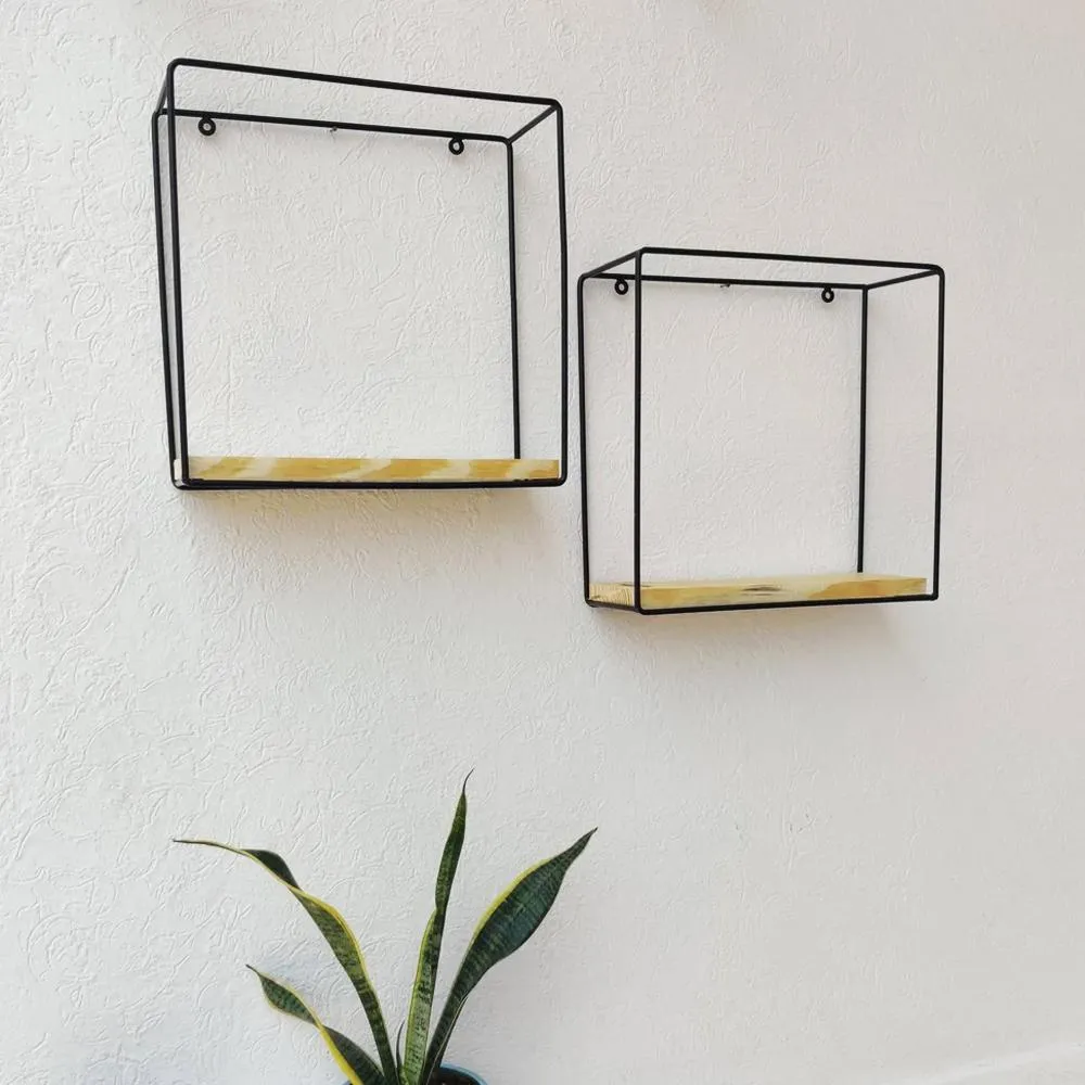 Grista Square single tier Decorative Metal Wall Shelf