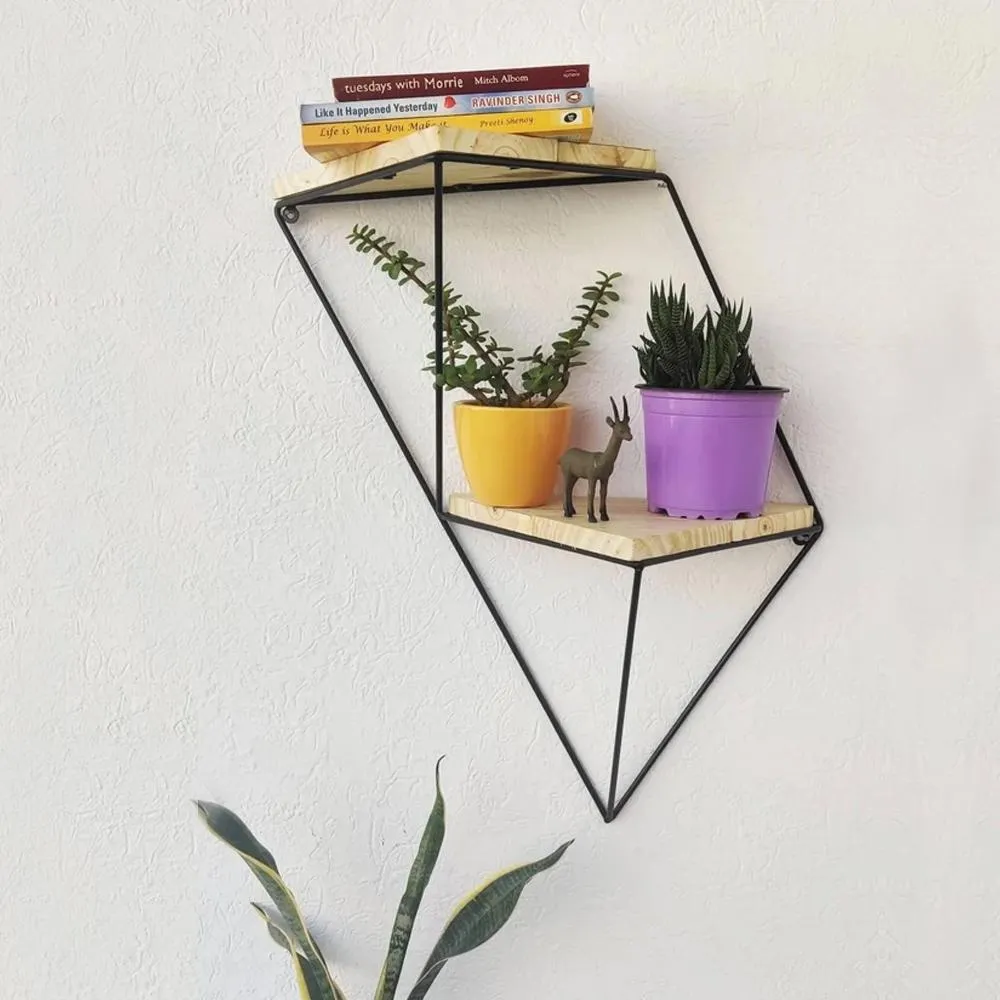 Grista Tri shape Decorative Metal Wall Shelf