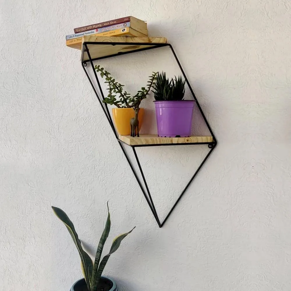 Grista Tri shape Decorative Metal Wall Shelf