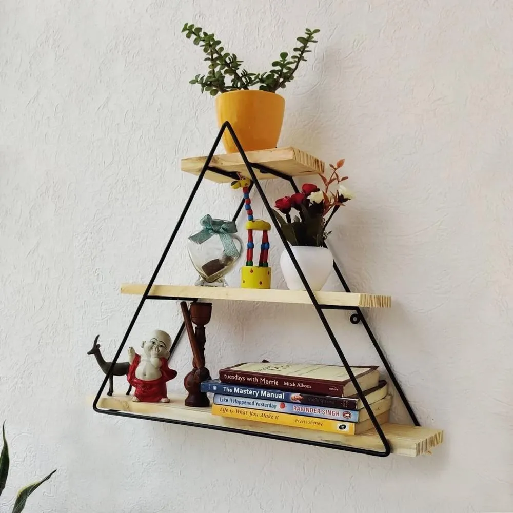 Grista Triangle 3 tier Decorative Metal Wall Shelf
