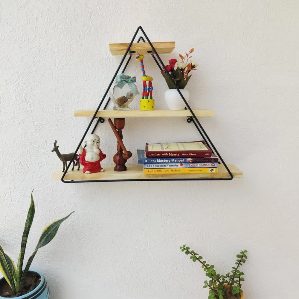 Grista Triangle 3 tier Decorative Metal Wall Shelf