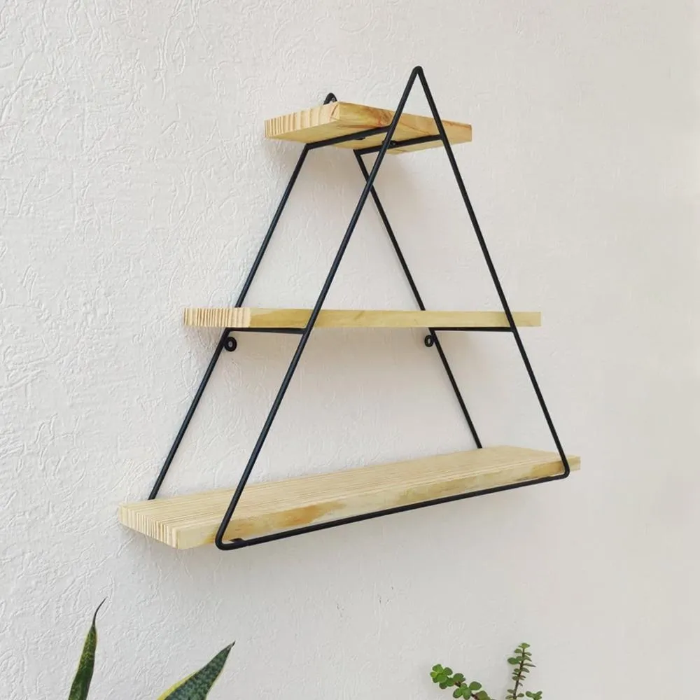 Grista Triangle 3 tier Decorative Metal Wall Shelf