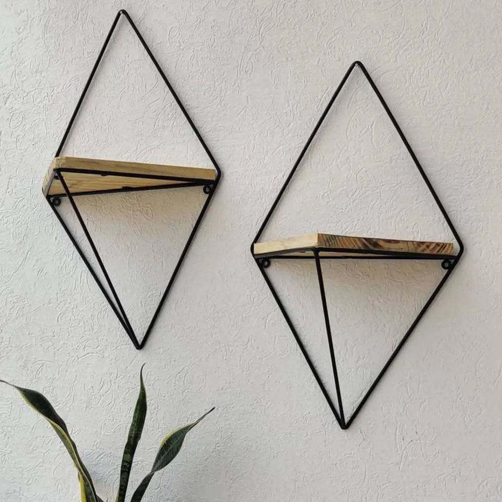 Grista Triangular Decorative Metal Wall Shelf (Set of 2)