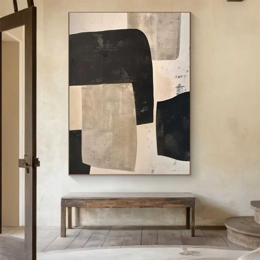 WallMantra Grounded Abstraction Handmade Painting With Frame