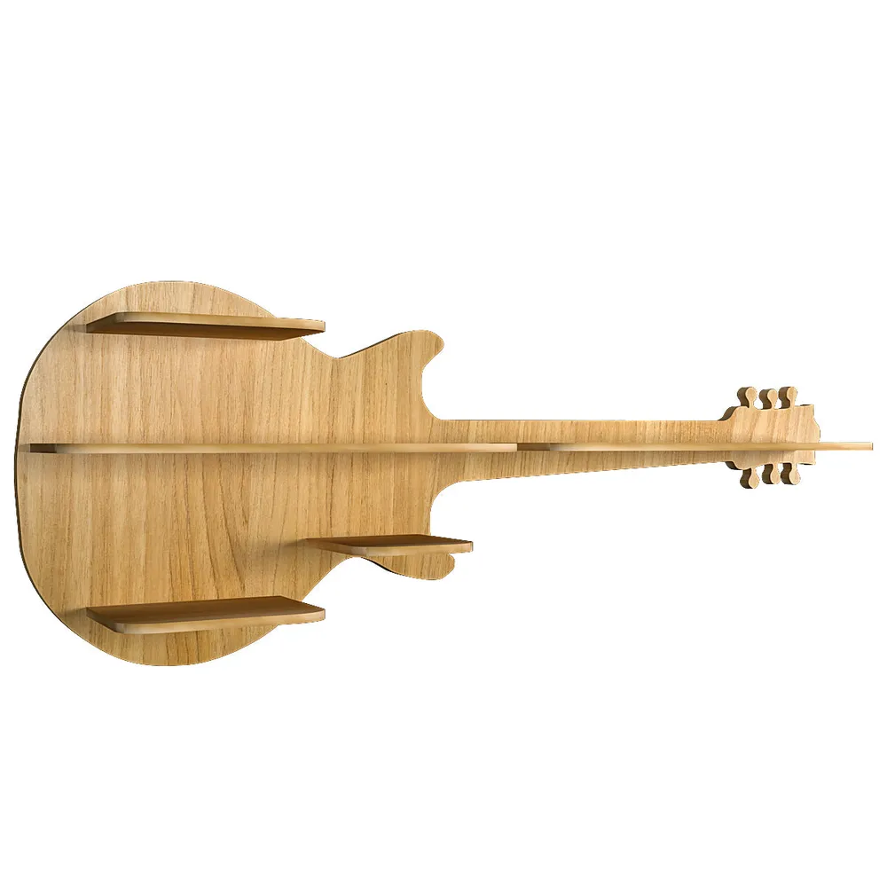 Guitar Backlit Wood Wall Shelf / Book Shelf / Night Light, Light Oak Finish Regular ( 40 inches x 15 inches )