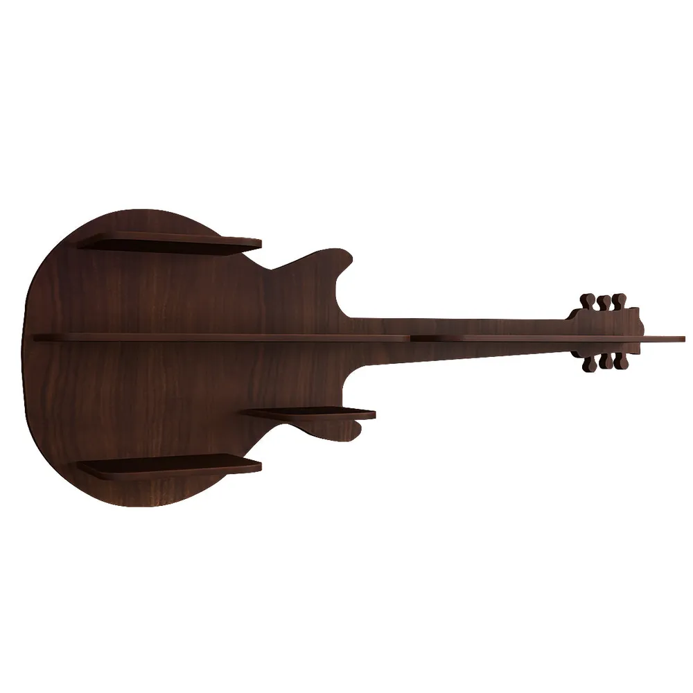 Guitar Backlit Wood Wall Shelf / Book Shelf / Night Light, Walnut Finish Regular ( 40 inches x 15 inches )