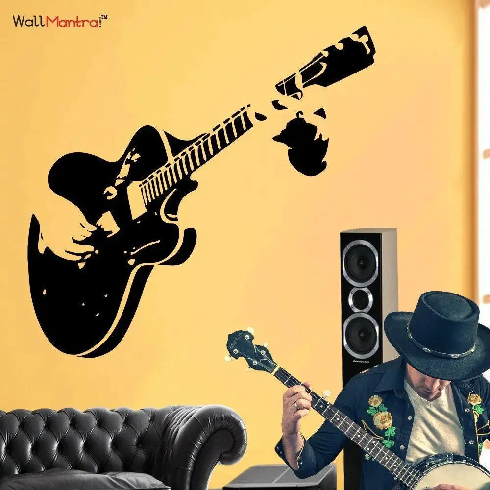 Guitar Music Wall Sticker For Living Room