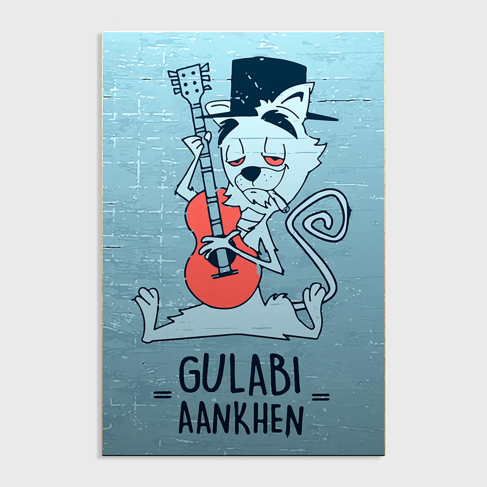 "Gulabi Aankhen" High Cat Funky Wooden Sign