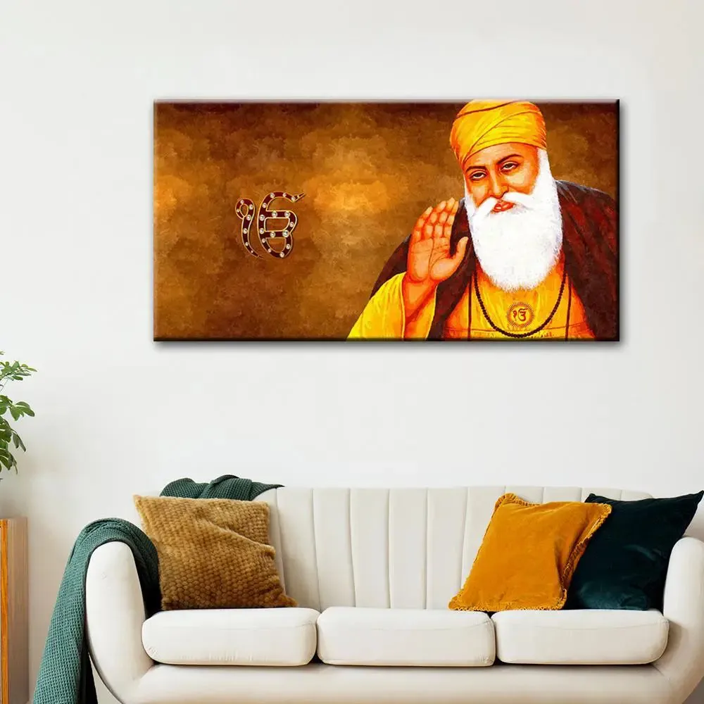 Gurunanak dev ji  Canvas Wall Printed Painting With Wood Frame