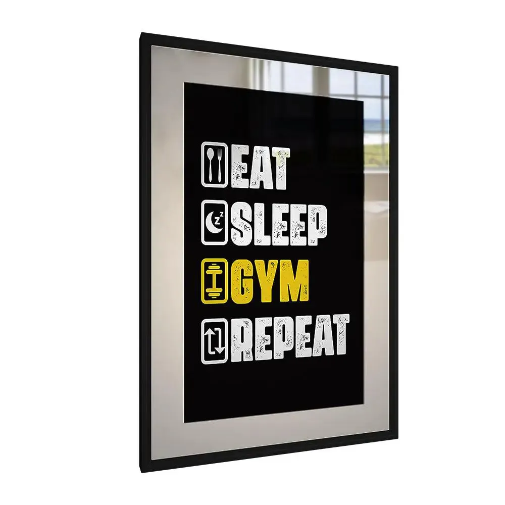 Gym Decor Framed Wall Art - Eat Sleep Gym Repeat