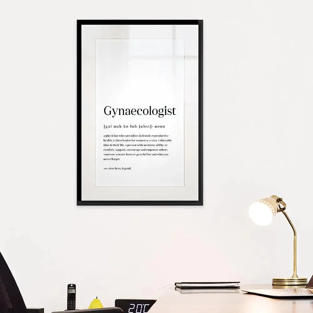 Gynecologist Typographical Framed Wall Art / Gift for Doctor