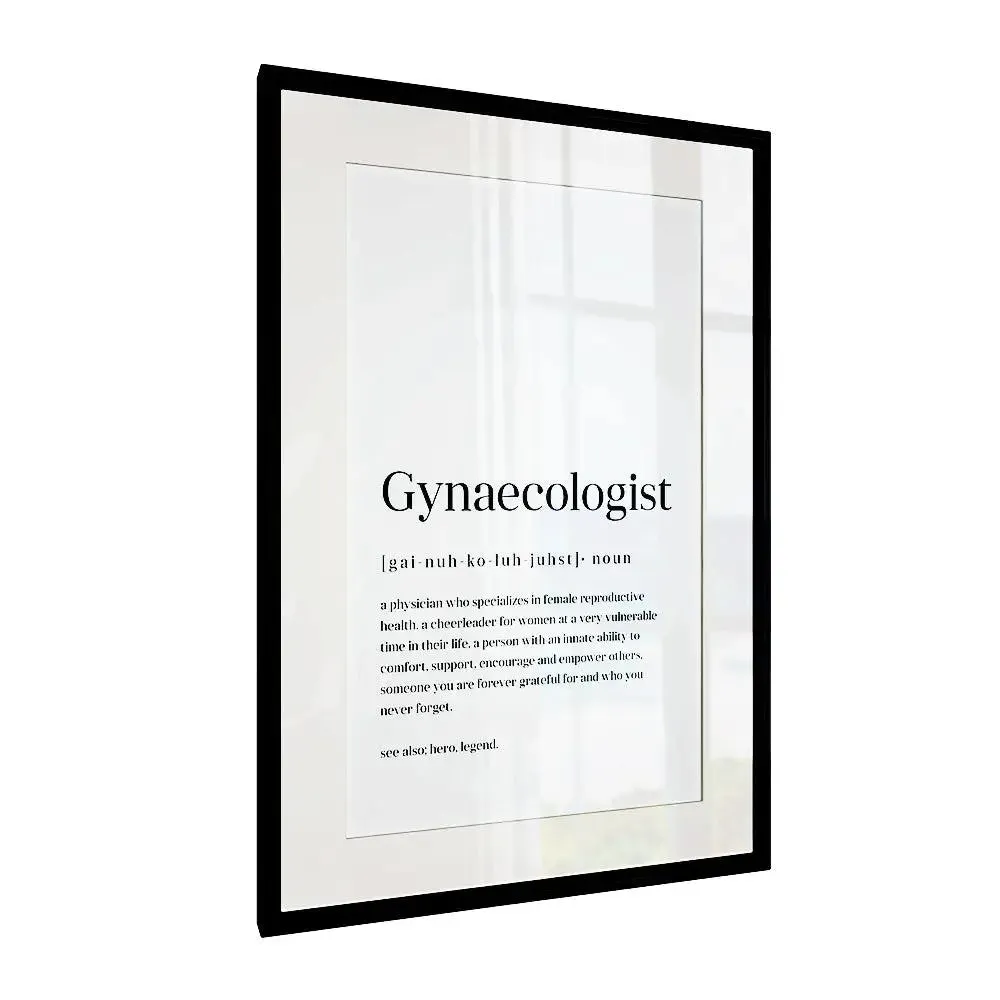 Gynecologist Typographical Framed Wall Art / Gift for Doctor