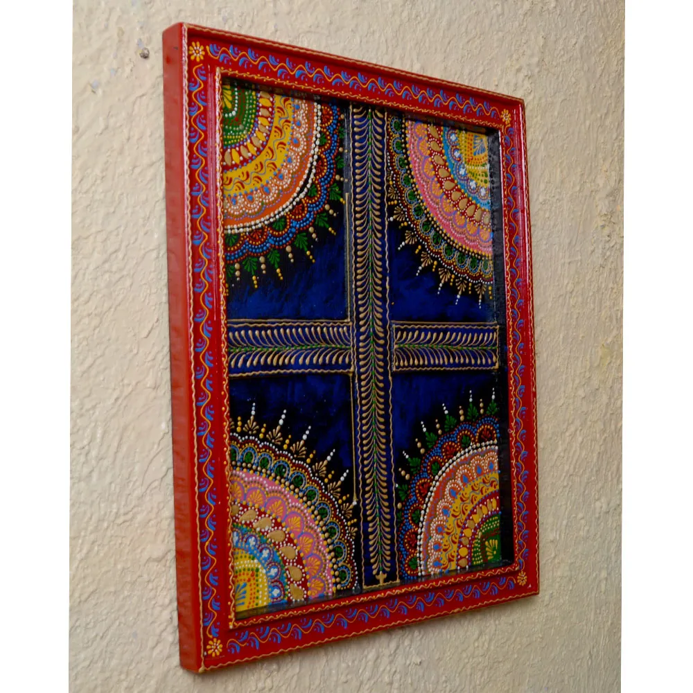 Half Mandalas Aesthetic Painted Framed Wooden Wall Panel