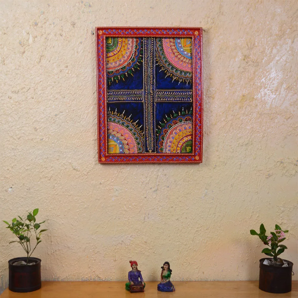 Half Mandalas Aesthetic Painted Framed Wooden Wall Panel