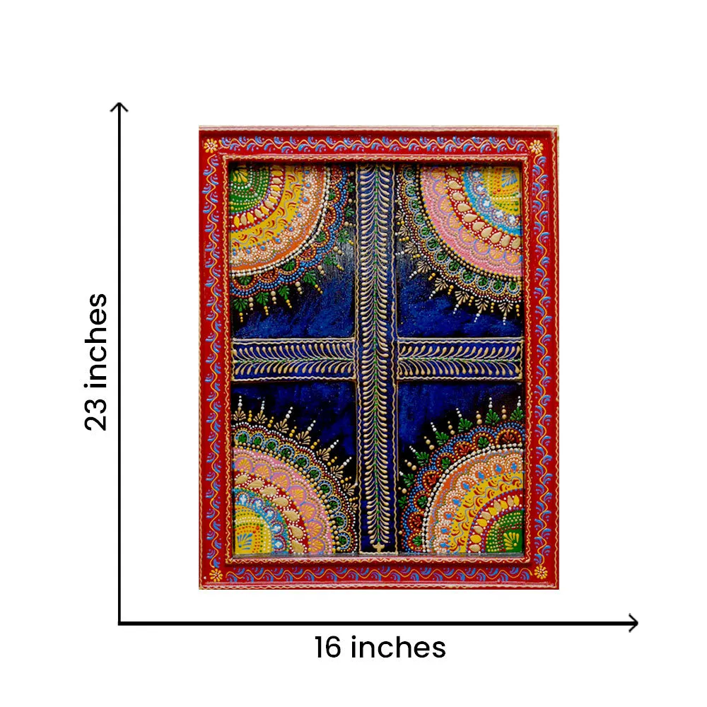 Half Mandalas Aesthetic Painted Framed Wooden Wall Panel