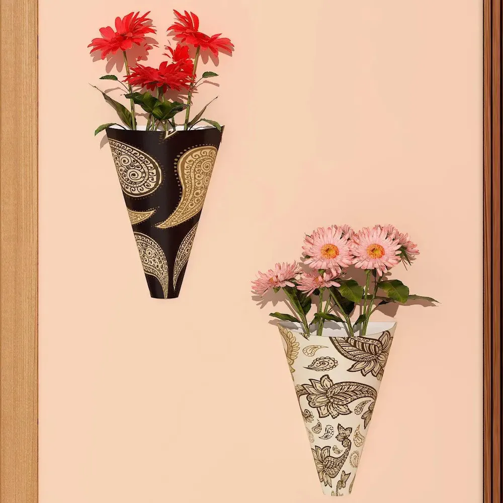 Half Vases Wall Hanging Planter With Beautiful Paisley Print