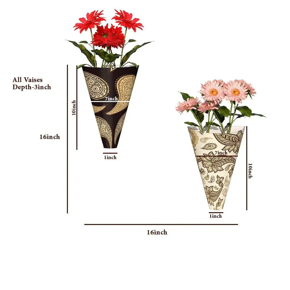 Half Vases Wall Hanging Planter With Beautiful Paisley Print