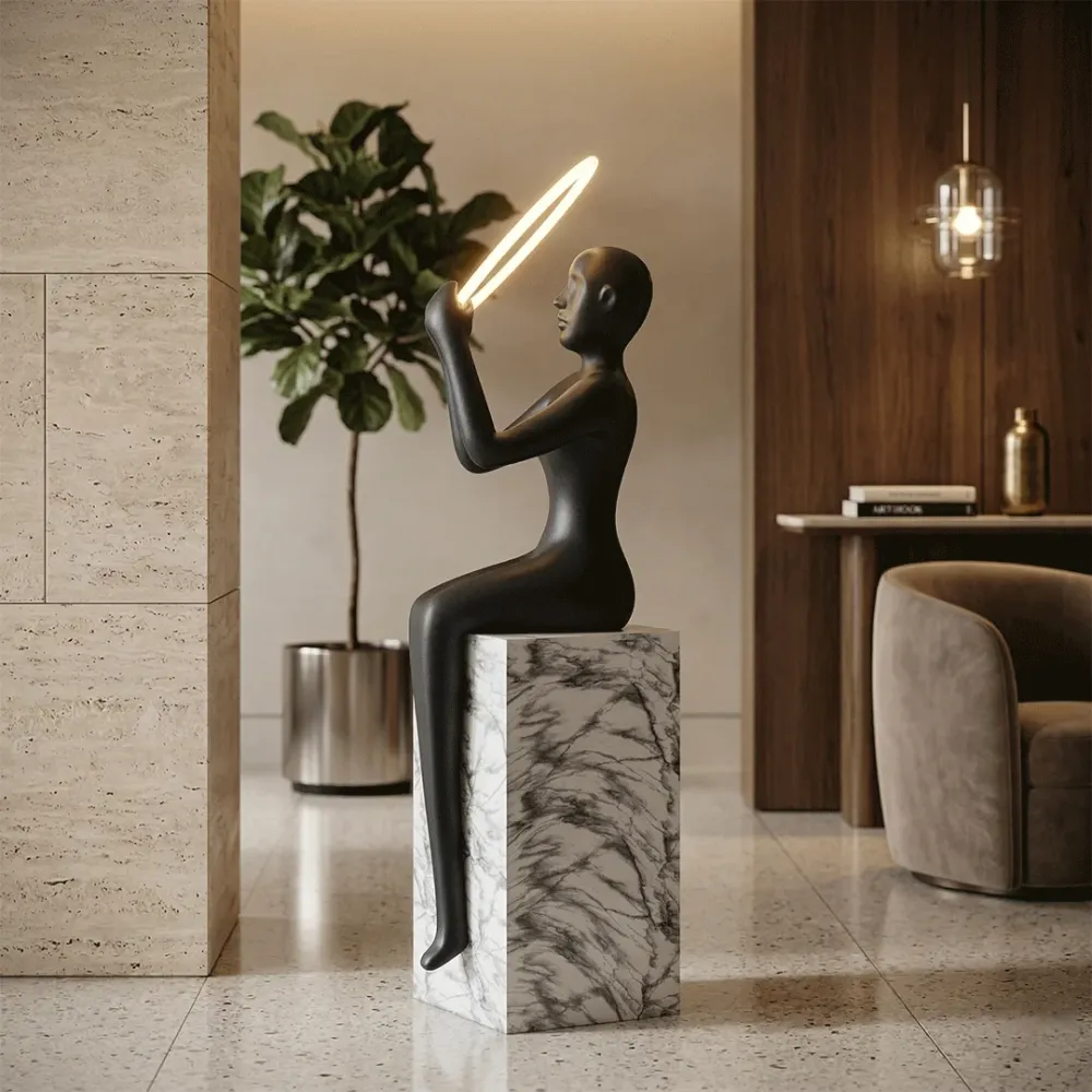 WallMantra Halo Muse Sculptural Floor Lamp – Luxury Designer LED Art Floor Light 