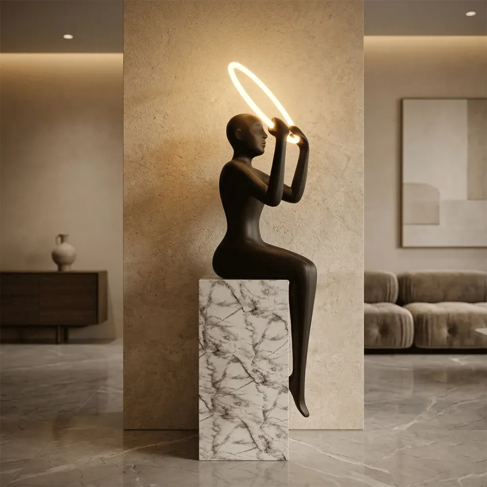 WallMantra Halo Muse Sculptural Floor Lamp – Luxury Designer LED Art Floor Light 