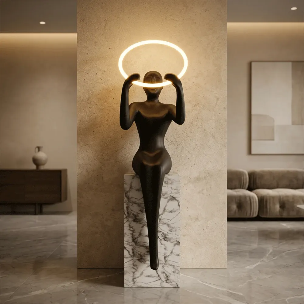 WallMantra Halo Muse Sculptural Floor Lamp – Luxury Designer LED Art Floor Light 