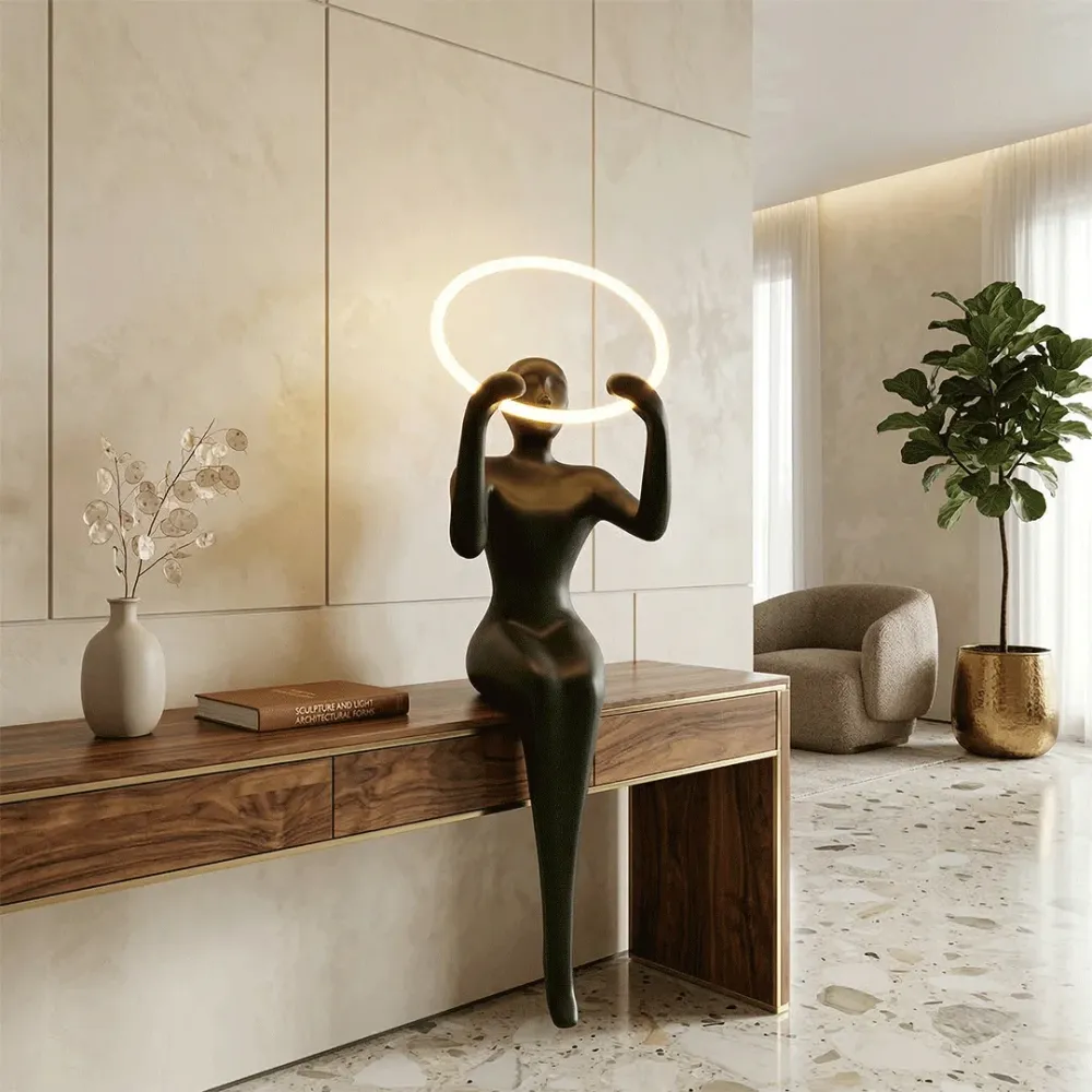 WallMantra Halo Muse Sculptural Table Lamp – Modern LED Art Statue Light 