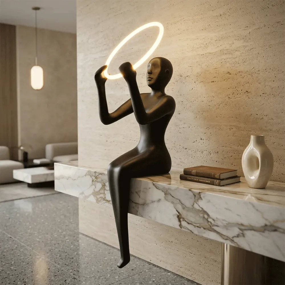 WallMantra Halo Muse Sculptural Table Lamp – Modern LED Art Statue Light 
